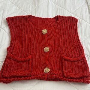 Red Knit Sweater Vest